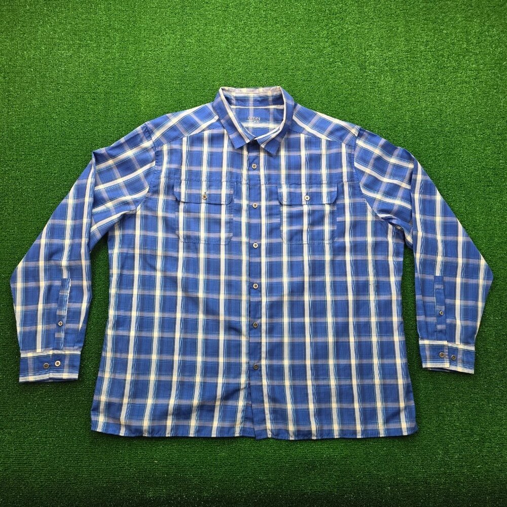 Ocean Coast Shirt Mens 2XL Blue Plaid Button Up Long Sleeve Western Classic Fit